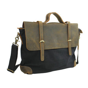 *Clearance* Leather Canvas Messenger Bag C41BLK